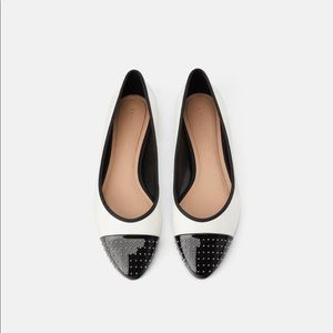 Zara Studded Toe Ballet Flats